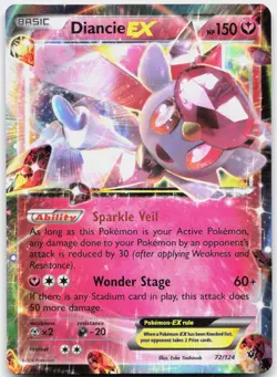 Diancie EX 72/124 Holo EX Rare Fates Collide Pokemon Lightly Played - Image 1