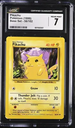 1999 Pokemon Pikachu #58/102 CGC 7 - Image 1