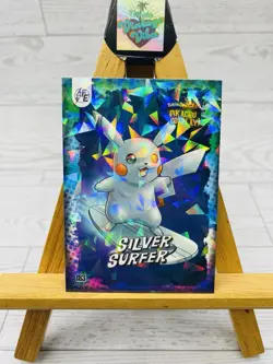 Pikachu as Cosplay Silver Surfer Cracked Ice Holo Non-Pokemon / Marvel Fan Art - Image 1