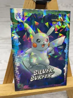 Pikachu as Cosplay Silver Surfer Cracked Ice Holo Non-Pokemon / Marvel Fan Art - Image 2