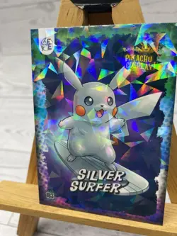 Pikachu as Cosplay Silver Surfer Cracked Ice Holo Non-Pokemon / Marvel Fan Art - Image 3