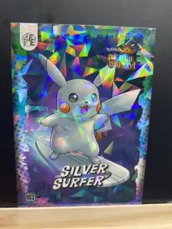 Pikachu as Cosplay Silver Surfer Cracked Ice Holo Non-Pokemon / Marvel Fan Art - Image 5