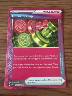 Pokemon TCG Unfair Stamp Twilight Masquerade Ace Spec NM 165/167 - Image 1
