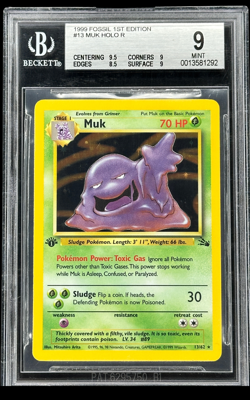 Pokemon TCG Pokemon Fossil Muk 1st Edition Holo Rare BGS 9 - Image 1