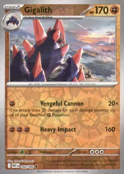 GIGALITH 048/086 UNCOMMON WHITE FLARE POKEMON REVERSE HOLO NEAR MINT - Image 1