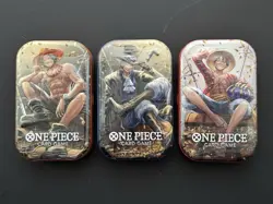 One Piece Vol. 2 Mini Tin Set (Ace/Sabo/Luffy Promo+2x OP-13 Packs) NEW SEALED - Image 1
