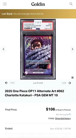 2025 One Piece OP11 EN Charlotte Katakuri Alternate Art #062 PSA 10 GEM MINT - Image 4