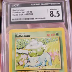 Pokemon Bulbasaur 44/102 Base Set 1999 Regular Common CGC 8.5 TCG Card - Image 1
