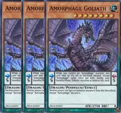 Yugioh Amorphage Goliath x 3 - 1st Edition Super Rare NM - Free Holographic Card - Image 1