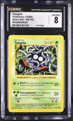 Pokemon Card Tangela 66/102 Shadowless Base Set 1999 CGC 8 NM/M - Image 1