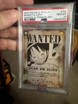 One Piece OP13 Luffy Wanted Alternate Art PSA 10 Gem Mint Japanese Grail Card - Image 1