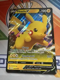 Pokemon TCG Pikachu V Jumbo Oversized Black Star Promo SWSH061 Sword & Shield * - Image 1