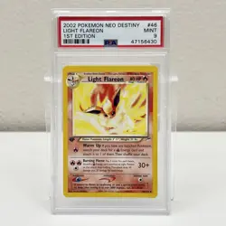 2002 Light Flareon 46/105 Neo Destiny 1st Edition Uncommon DAMAGED SLAB PSA 9 - Image 1