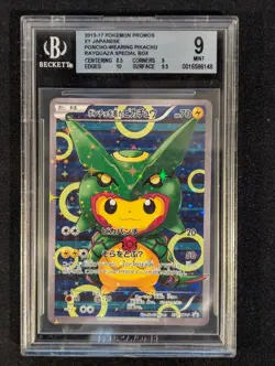 2013-17 Pokemon Promos XY Japanese Ponocho-Wearing Pikachu Rayquaza BGS 9 - Image 1