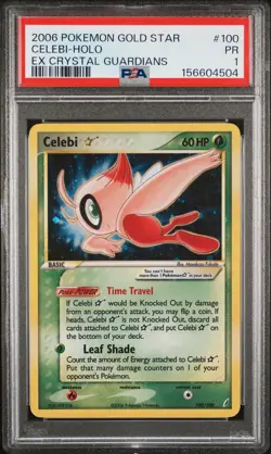 2006 POKEMON EX CRYSTAL GUARDIANS GOLD STAR #100 CELEBI-HOLO PSA 1 - Image 1