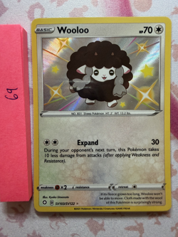 Pokemon TCG Wooloo Baby Shiny SV103/SV122 Rare Holo NM - Image 1