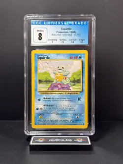 1999 Pokemon Base Set - Unlimited Squirtle #63 CGC 8 (Scratches on Slab) - Image 1