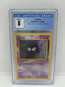 CGC 8 Gastly Base Set Set 50/102 Pokemon 1999 Non-Holo NM-MT - Image 1