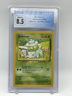 1999 Pokemon Bulbasaur Base Set Unlimited 44/102 CGC 8.5 NM/Mint+ - Image 1