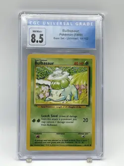 1999 Pokemon Bulbasaur Base Set Unlimited 44/102 CGC 8.5 NM/Mint+ - Image 1