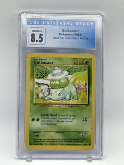 1999 Pokemon Bulbasaur Base Set Unlimited 44/102 CGC 8.5 NM/Mint+ - Image 1