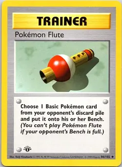 Pokemon Flute 086/102 - Base Set 1st Edition (Shadowless) - NM - Image 1