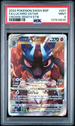 2023 POKEMON SWSH CROWN ZENITH ELITE TRAINER BOX FULL ART/LUCARIO VSTAR PSA 9 - Image 1