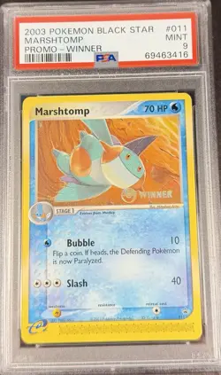 2003 Pokemon Black Star Promo 011 Marshtomp Winner PSA 9 Mint - Image 1