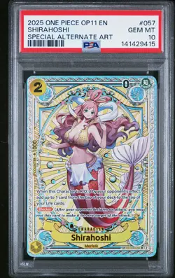 2025 ONE PIECE OP11-A FIST OF DIVINE SPEED #057 SHIRAHOSHI PSA 10 - Image 1