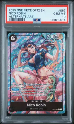 2025 ONE PIECE OP12-LEGACY OF THE MASTER ALTERNATE ART #087 NICO ROBIN PSA 10 - Image 1