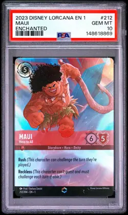 Disney Lorcana Maui Hero to All Enchanted The First Chapter #212 PSA 10 Gem Mint - Image 1