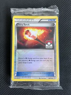 Pokemon Fiery Torch 89/106 Reverse Holo Pokemon League Stamp Sealed Pack - Image 1