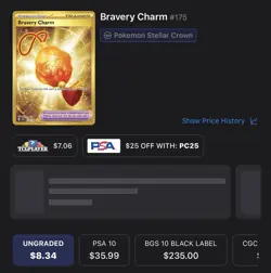 Pokemon Bravery Charm 175/142 Stellar Crown Hyper Rare Holo Trainer Card - Image 4
