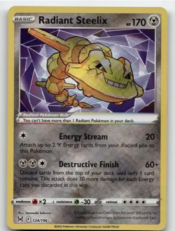 RADIANT STEELIX 124/196 RADIANT RARE LOST ORIGIN POKEMON NEAR MINT - Image 1