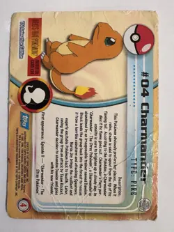 Charmander #04 Blue Label First Edition 🔥 Topps Pokemon 1999 - Heavy Play - Image 2