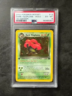 2000 POKEMON ROCKET 1ST ED #13 DARK VILEPLUME-HOLO PSA 6 - Image 1