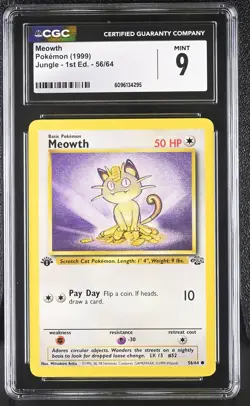 CGC 9 Meowth 56/64 Jungle - 1st Ed. - Image 1