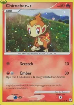 Moderately Played, English - 1 x Pokemon Chimchar - 76/130 - Alternate Holo Prom - Image 1