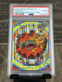 Pokemon Geodude Topps Series 2 Stick-Ons Trading Card PSA 2 - Image 1