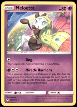 Meloetta 104/214 SM8 SM - Lost Thunder Pokemon TCG Regular MP - Image 1