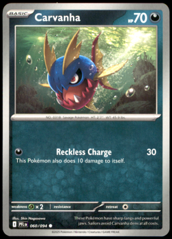 Carvanha Regular 060/094 PFL ME02: Phantasmal Flames Pokemon TCG NM - Image 1