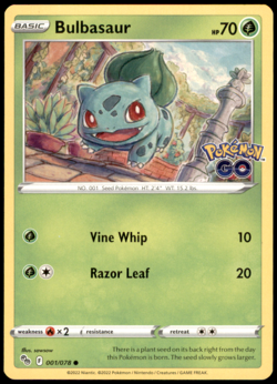 Bulbasaur Regular Common Pokemon GO 001/078 LP Mitsuhiro Arita - Image 1