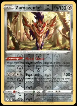 Zamazenta 097/159 Crown Zenith Holo Rare Reverse Holofoil LP Pokemon TCG - Image 1