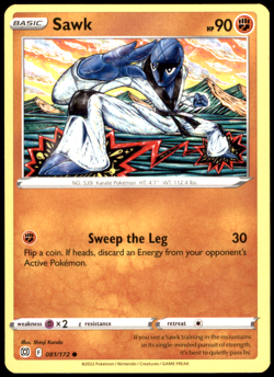 Sawk 081/172 SWSH09: Brilliant Stars Regular NM Pokemon TCG - Image 1