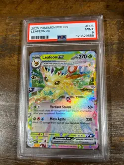 POKEMON 2025 Prismatic Evolutions LEAFEON EX #006 PSA 9 Mint RARE 2 - Image 1