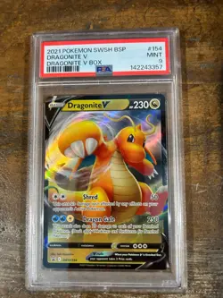 POKEMON 2021 SWSH V Box Promo DRAGONITE V #154 PSA 9 Mint RARE - Image 1