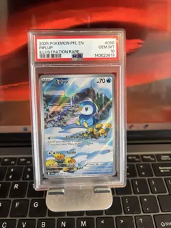 2025 Pokemon Piplup 098 PSA 10 #098 Phantasmal Flames Illustration Rare - Image 1