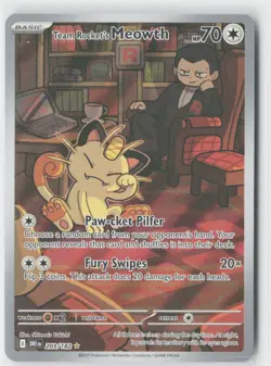 Team Rocket's Meowth 203/182 Illustration Rare Destined Rivals Pokemon Near Mint - Image 1