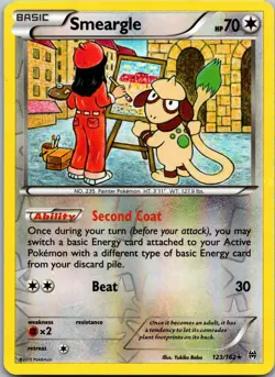 Smeargle 123/162 Rare BREAKthrough Pokemon Reverse Holo Near Mint - Image 1