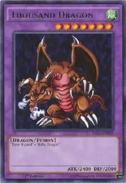 Yugioh - Thousand Dragon - 1st Edition Rare LP - Plus Free Holographic Card - Image 1
